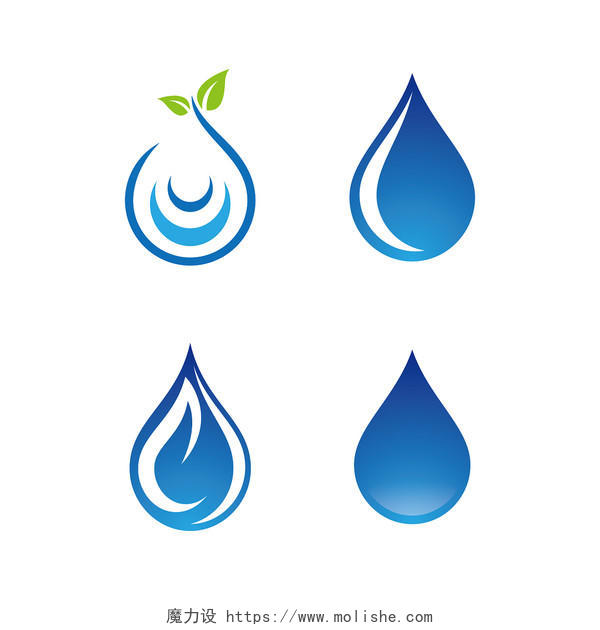 蓝色卡通手绘简约水滴水珠水资源元素PNG素材